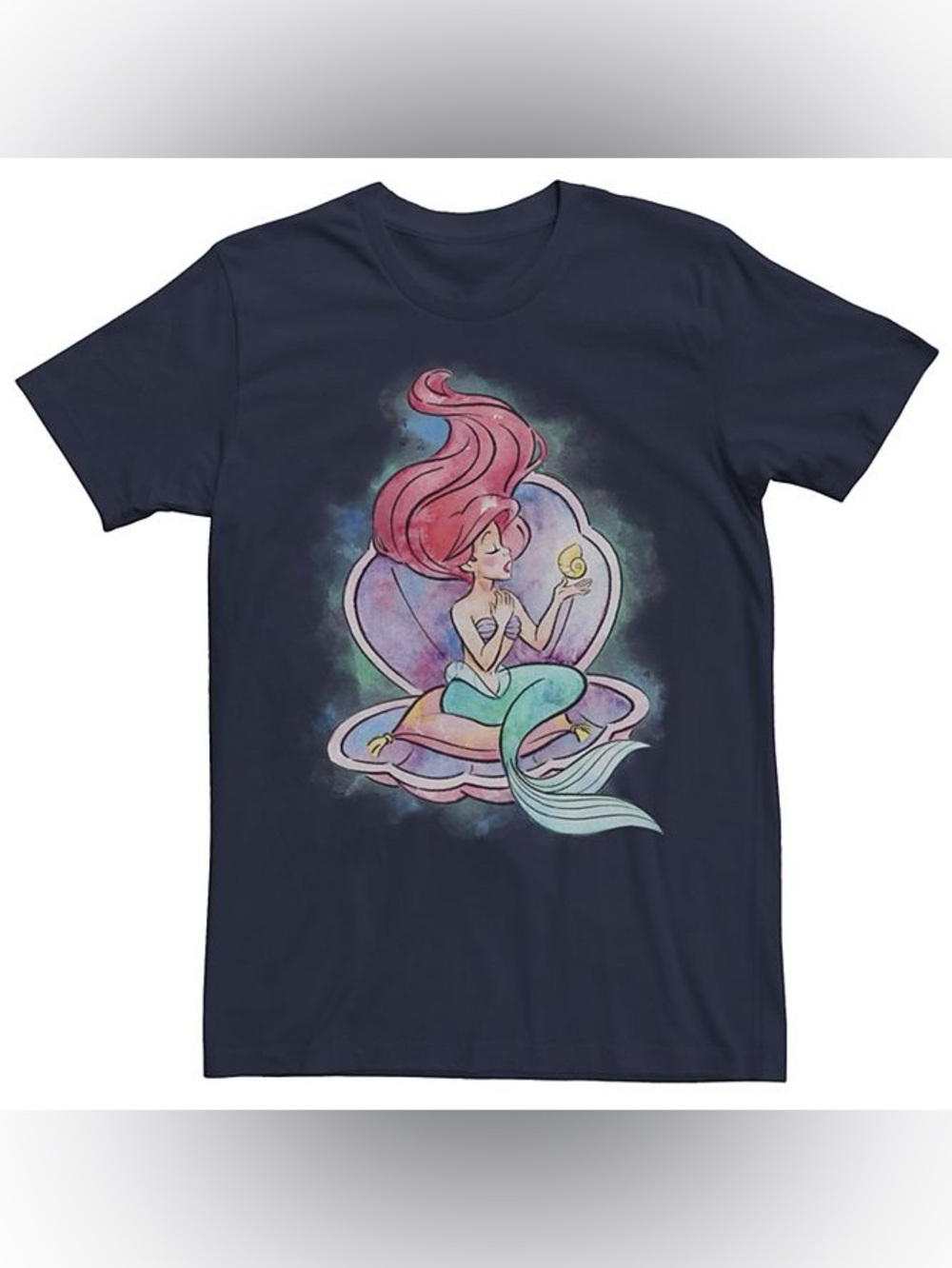 Disney's The Little Mermaid Ariel Clam Shell Watercolor Portrait T-shirt 4XL